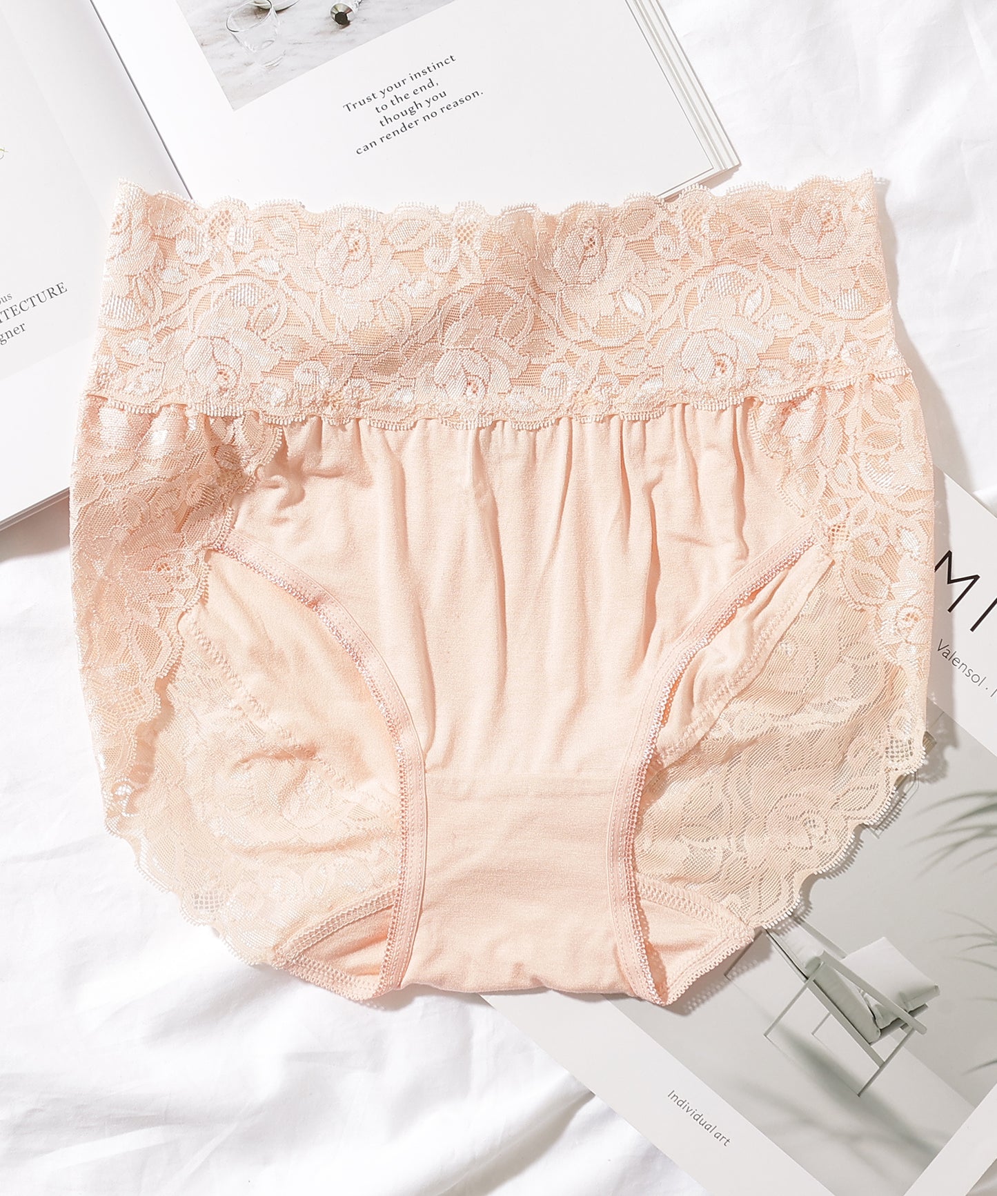 【6枚セット】ウエスト 切替 フラワーレース ショーツ