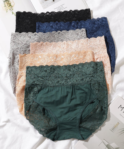 【6枚セット】ウエスト 切替 フラワーレース ショーツ