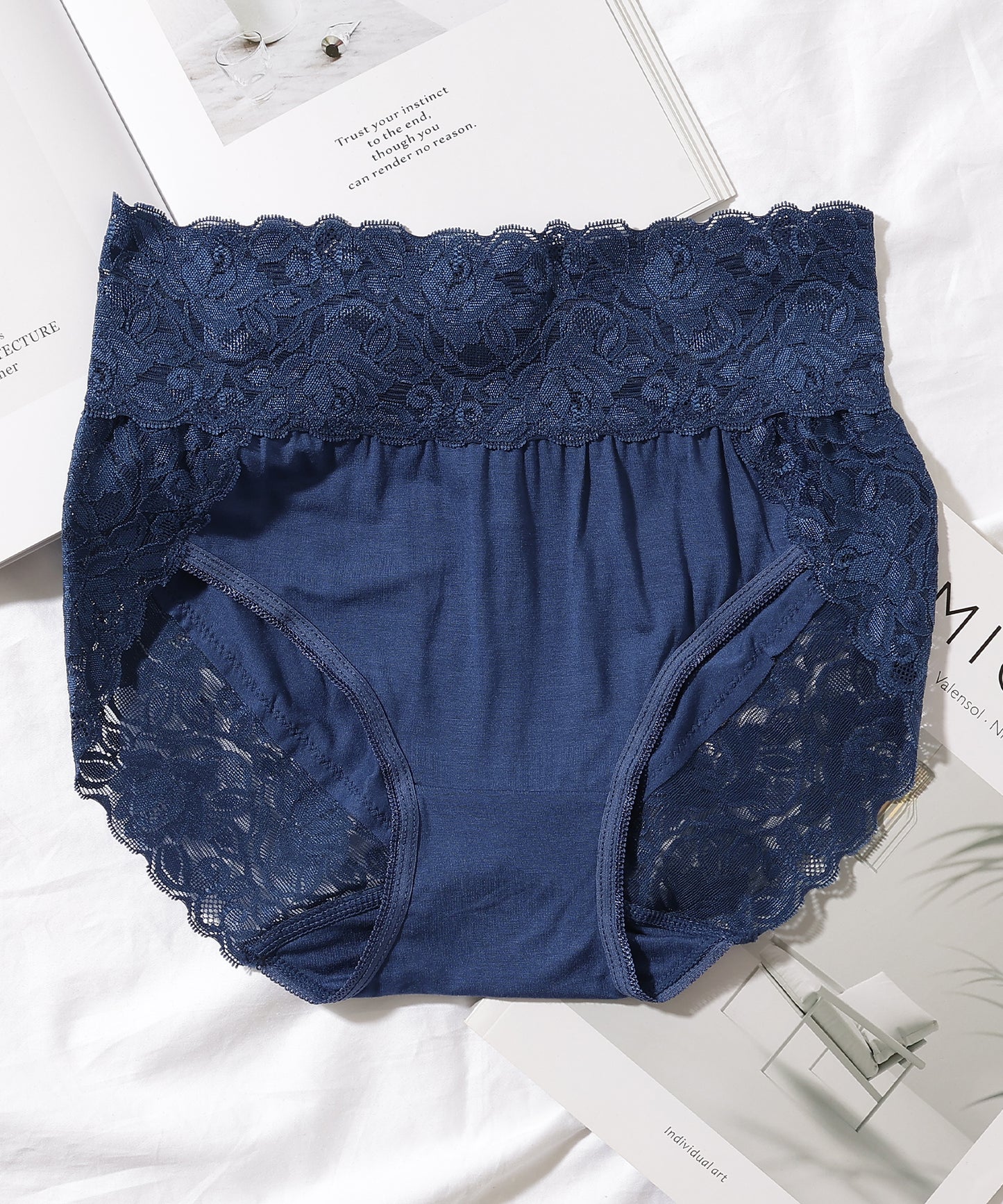 【6枚セット】ウエスト 切替 フラワーレース ショーツ