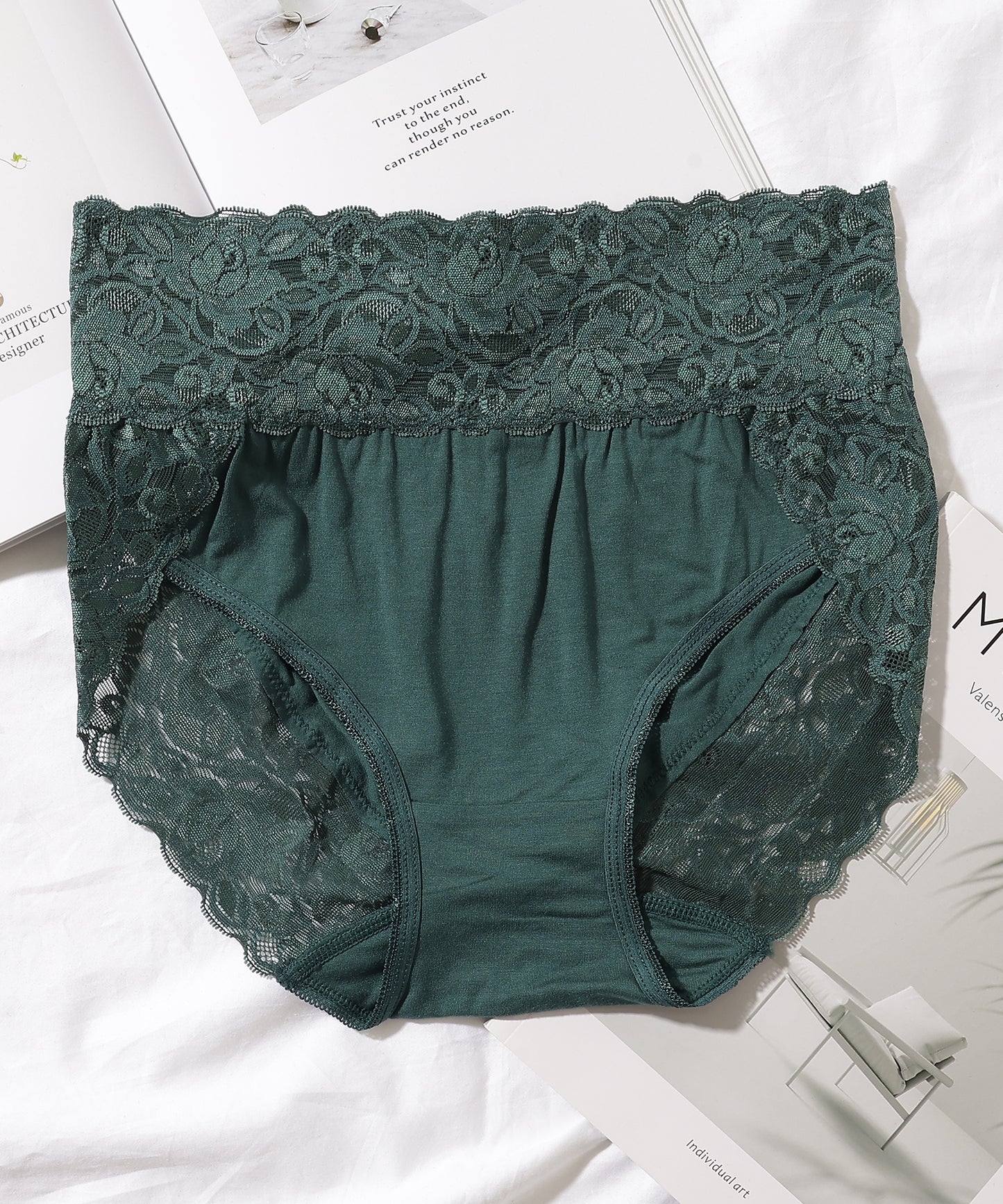 【6枚セット】ウエスト 切替 フラワーレース ショーツ