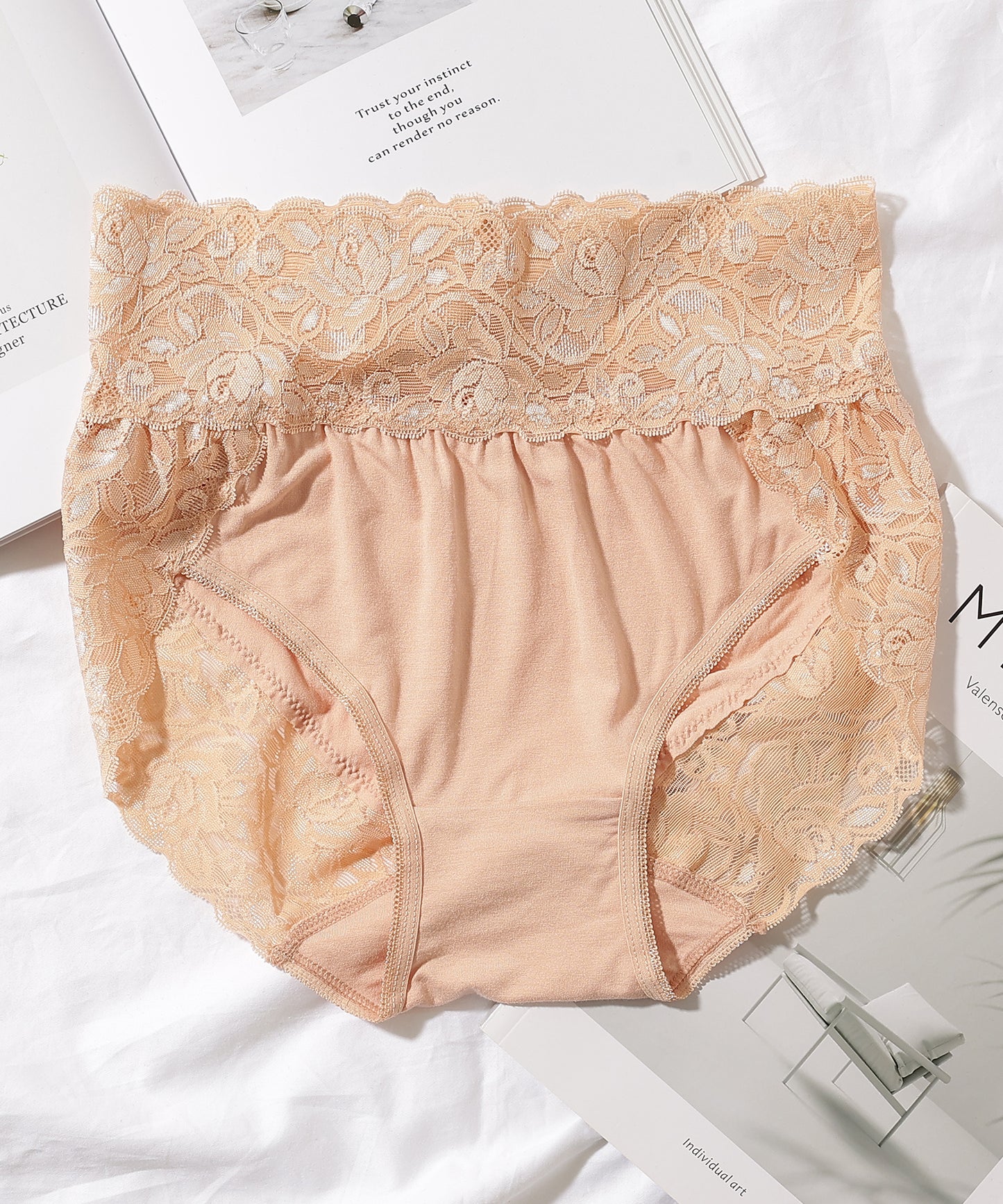 【6枚セット】ウエスト 切替 フラワーレース ショーツ