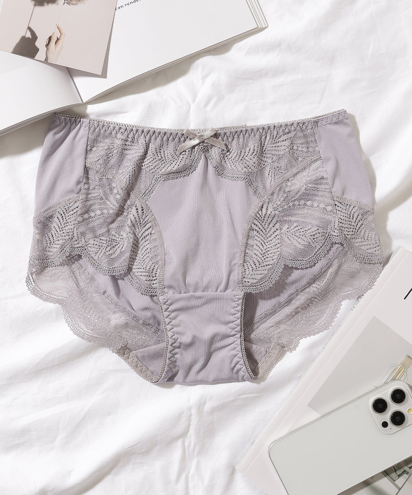 【5枚セット】ボタニカル柄スカラップレースドッキングショーツ