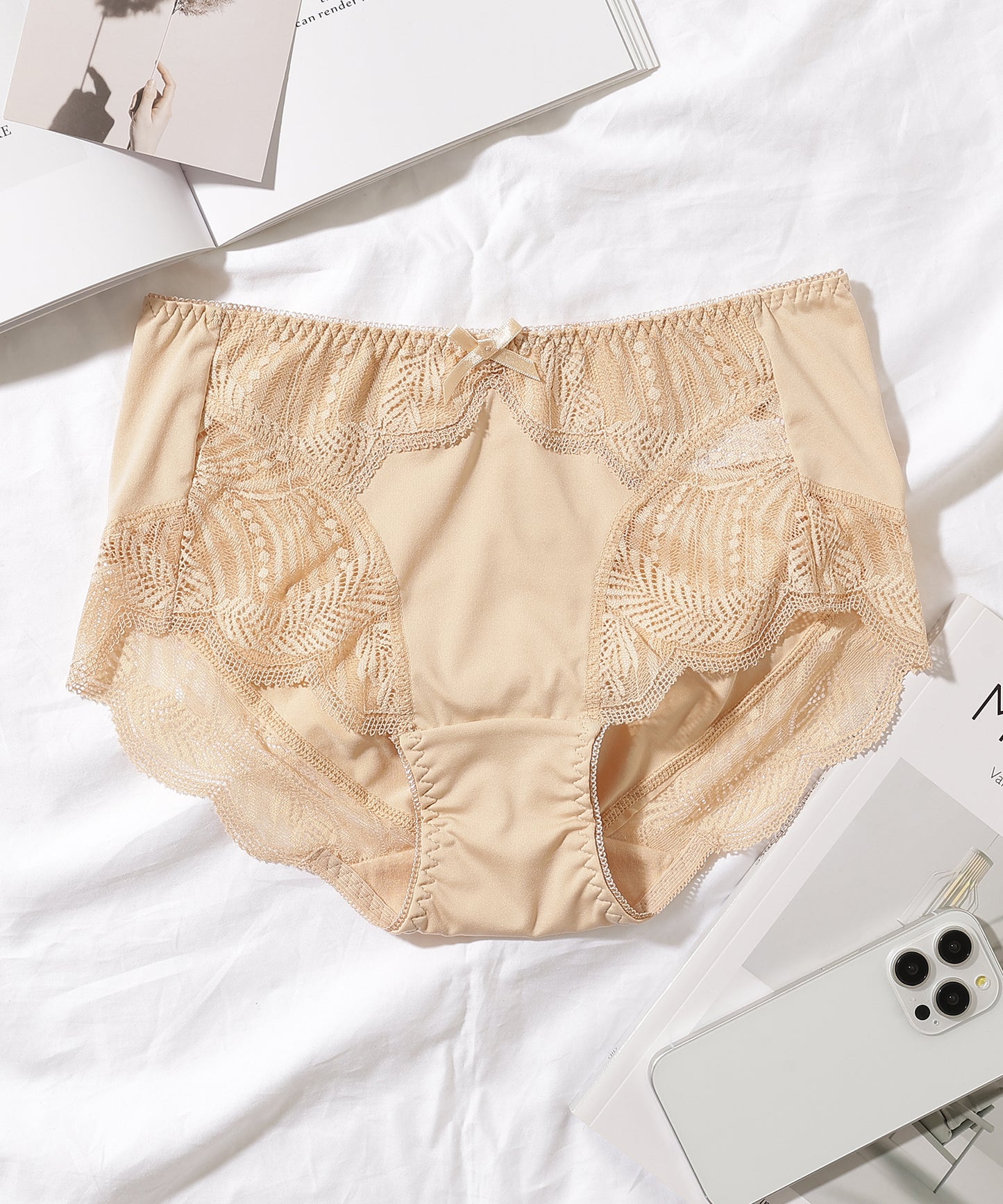 【5枚セット】ボタニカル柄スカラップレースドッキングショーツ