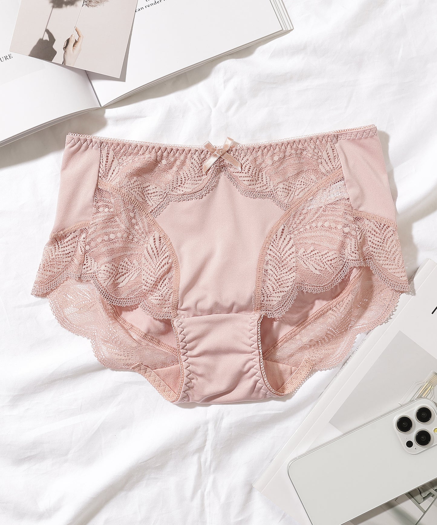 【5枚セット】ボタニカル柄スカラップレースドッキングショーツ