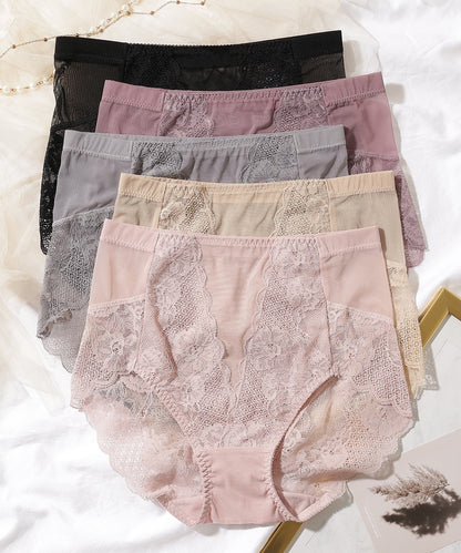 【5枚セット】花柄レースドッキングハイウエストショーツ