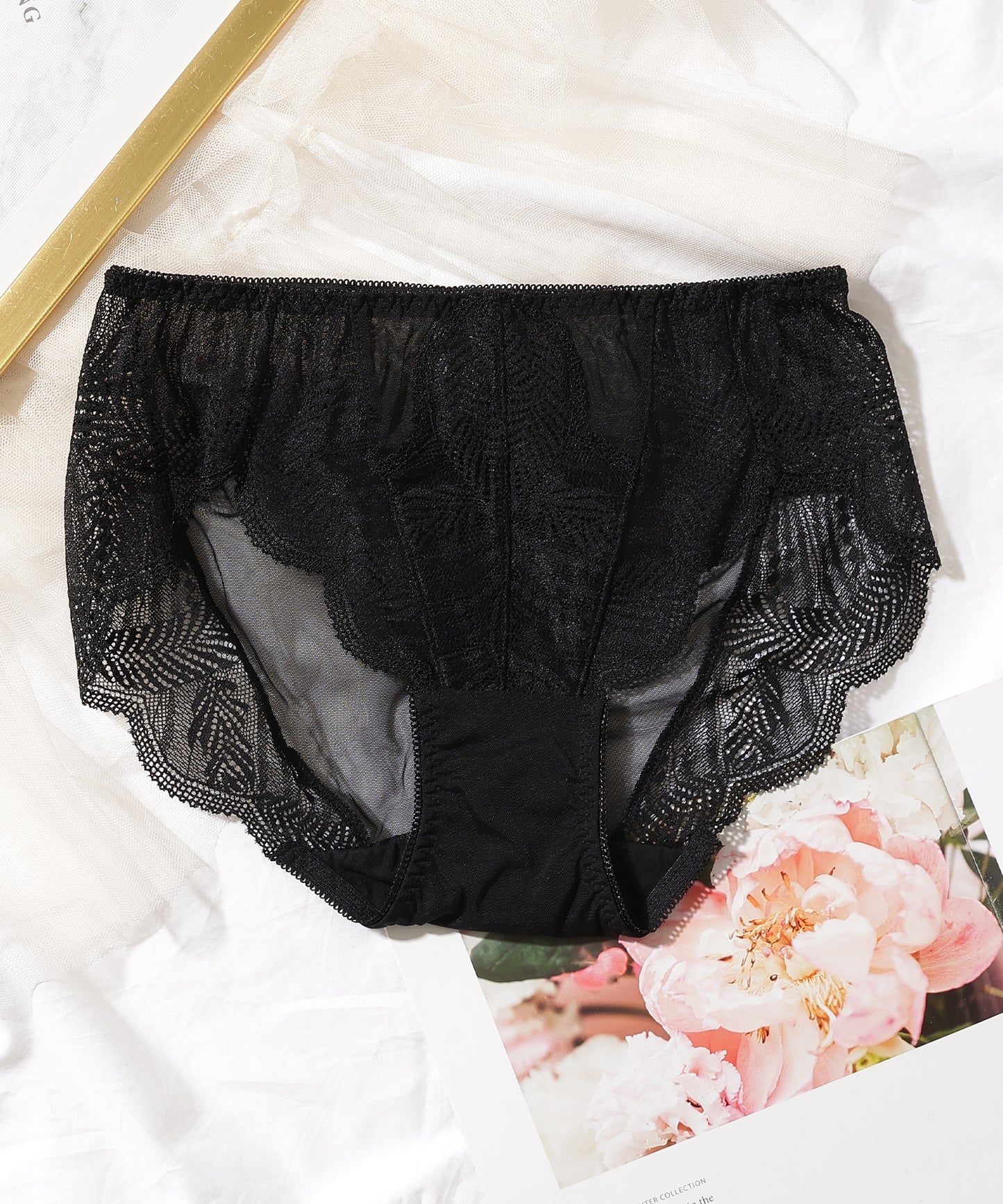 【5枚セット】ボタニカルリーフレースドッキングショーツ