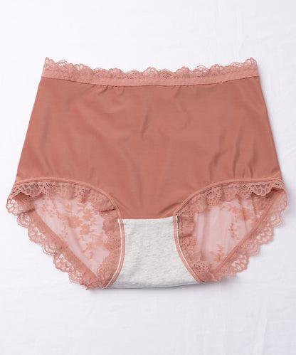 【5枚セット】バックレース リボン付き サテン ミドル ショーツ