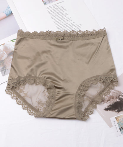 【5枚セット】バックレース リボン付き サテン ミドル ショーツ