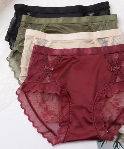 【4枚セット】レースドッキングカットアウトリボンショーツ