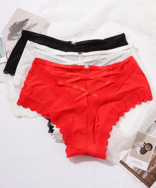 【3枚セット】ハイウエストバッククロスストラップショーツ