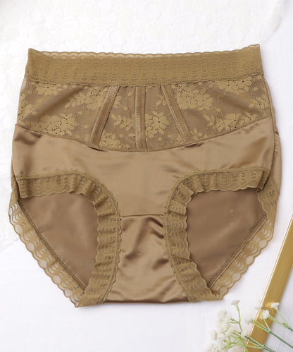 【6枚セット】ハイウエストレースドッキングサテンショーツ