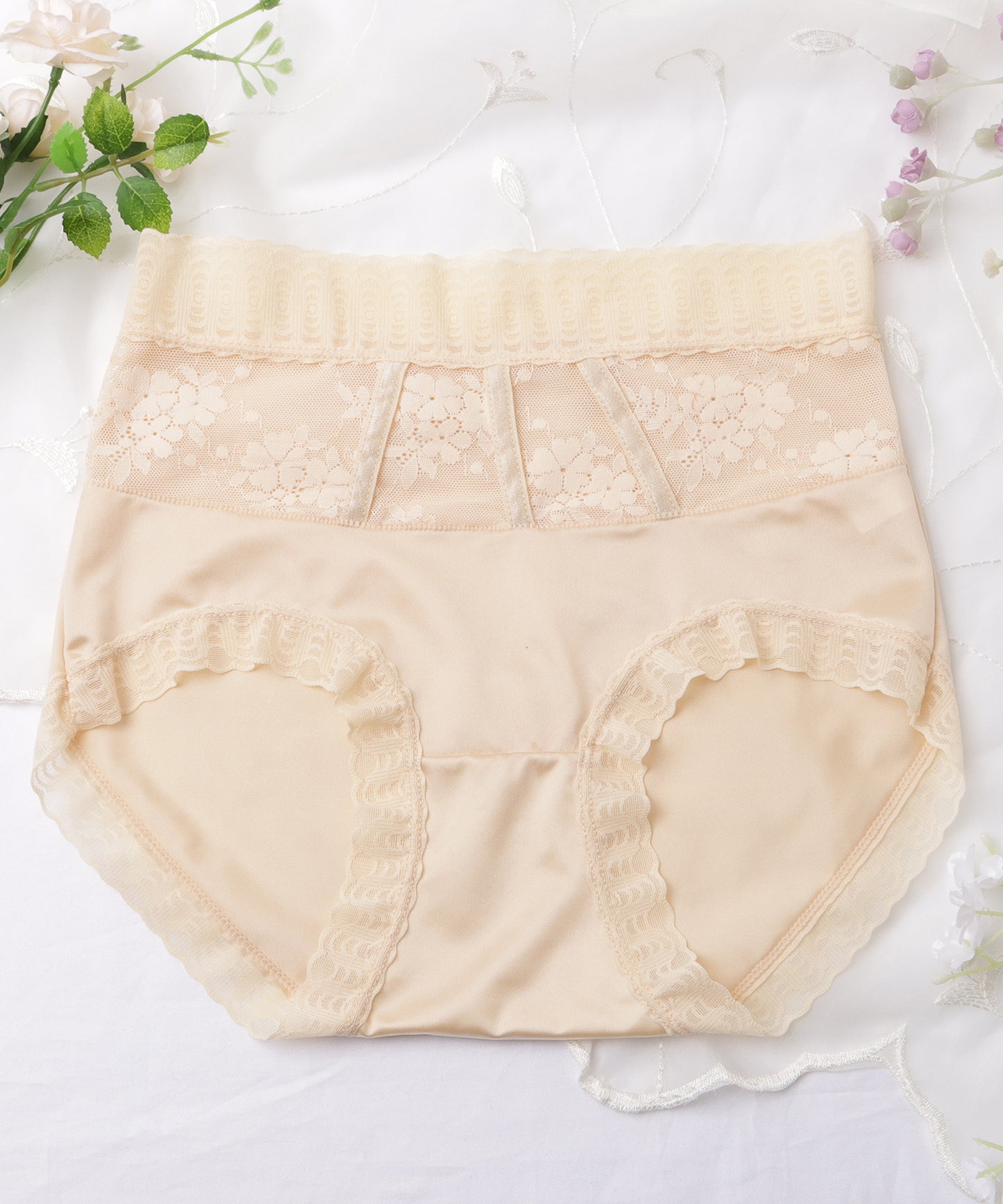 【6枚セット】ハイウエストサテンレースドッキングショーツ