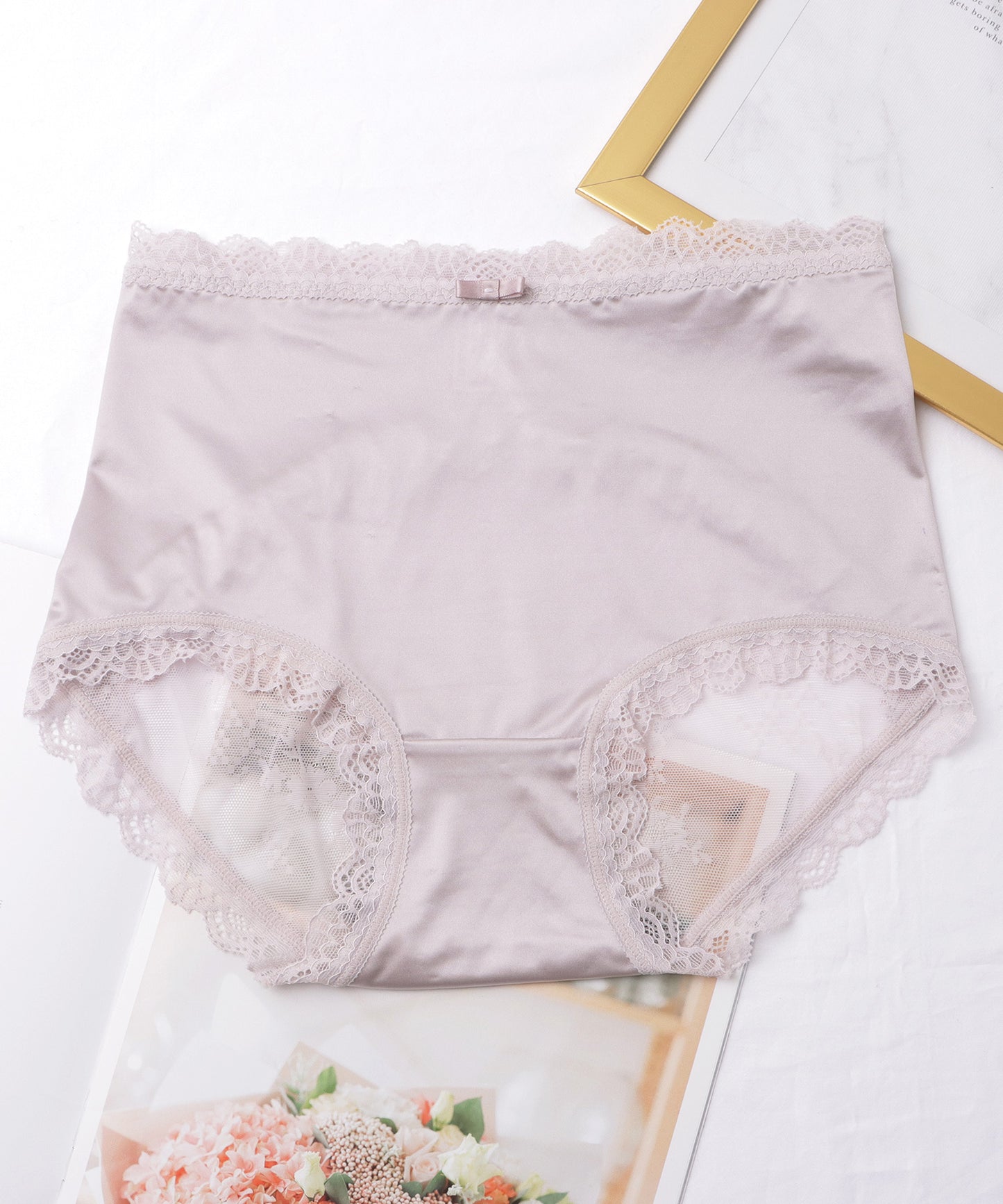 【5枚セット】サテンフィットハイウエストレースドッキングショーツ