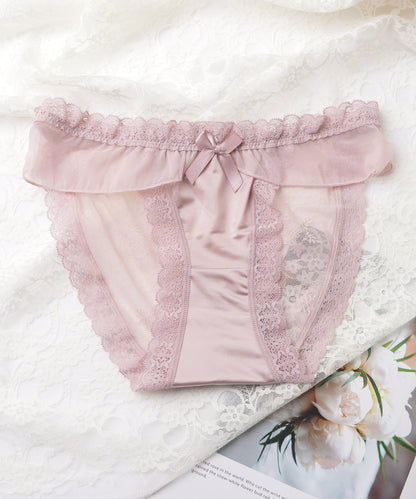 【5枚セット】リボン付きサテンストレッチフリルショーツ