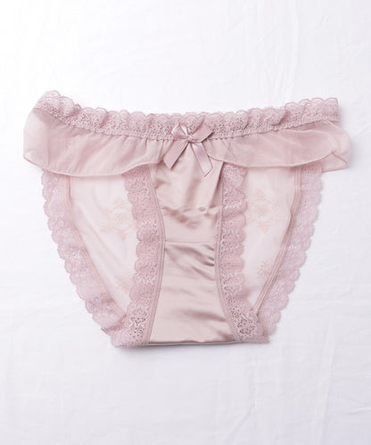 【5枚セット】リボン付きサテンストレッチフリルショーツ