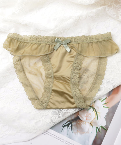 【5枚セット】リボン付きサテンストレッチフリルショーツ