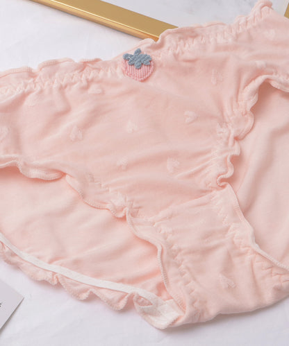 【6枚セット】ストロベリーワッペン付きフリルモダールショーツ