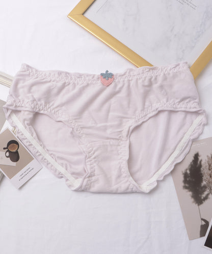 【6枚セット】ストロベリーワッペン付きフリルモダールショーツ