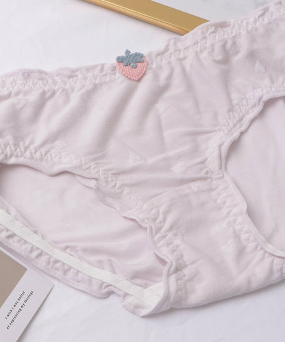 【6枚セット】ストロベリーワッペン付きフリルモダールショーツ