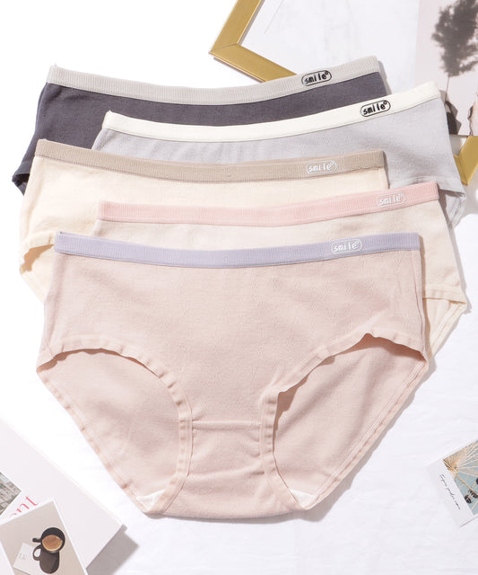 【5枚セット】 バイカラー ベーシック コットン ミドル ショーツ