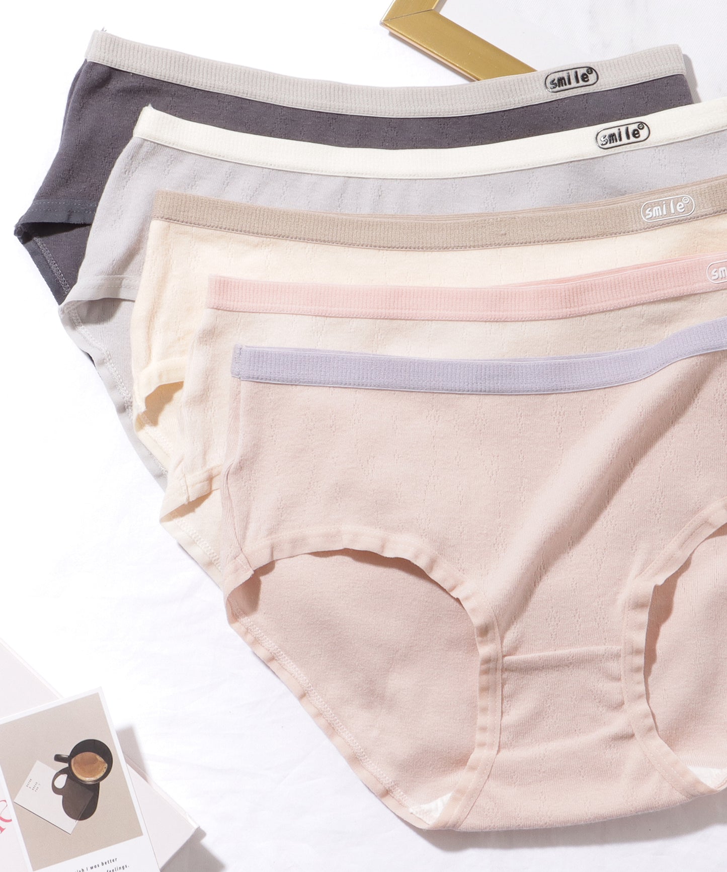 【5枚セット】 バイカラー ベーシック コットン ミドル ショーツ