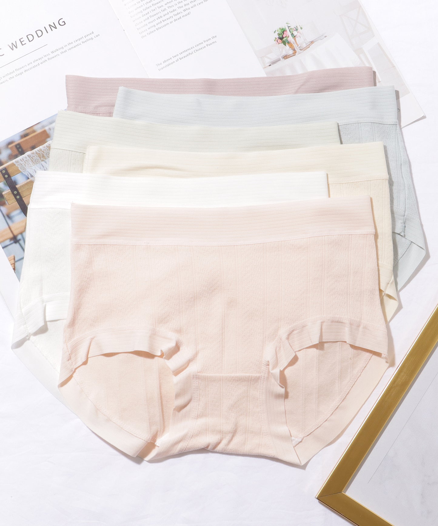 【6枚セット】 ソリッドカラー フレンチ ストライプ ボーイズレッグ ショーツ