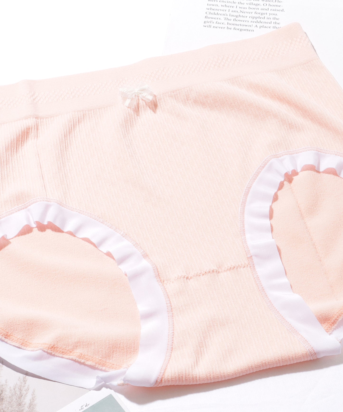 【8枚セット】 ソリッドカラー リボン付き フレンチ ストライプ ショーツ