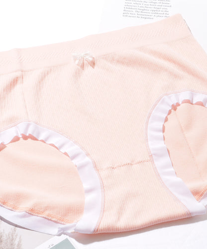 【8枚セット】 ソリッドカラー リボン付き フレンチ ストライプ ショーツ