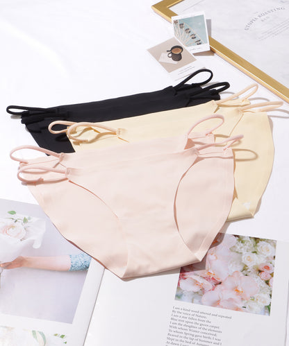【6枚セット】 ソリッドカラー シームレス サイド ストラップ ショーツ