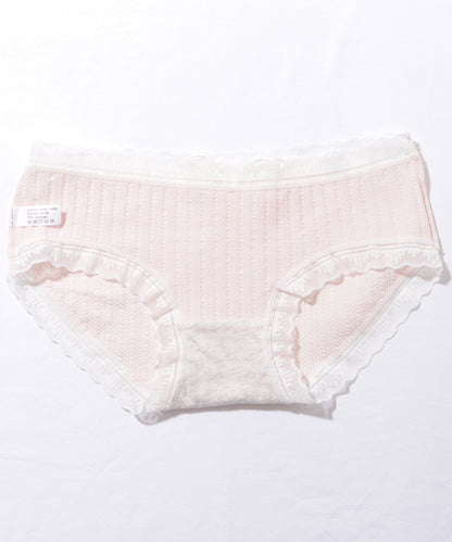 【5枚セット】 スカラップ レース フレンチ ストライプ リボン ショーツ
