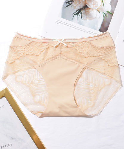 【6枚セット】ソリッドカラー フレンチ ドット レース ショーツ