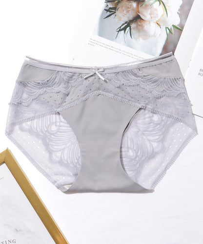 【6枚セット】ソリッドカラー フレンチ ドット レース ショーツ