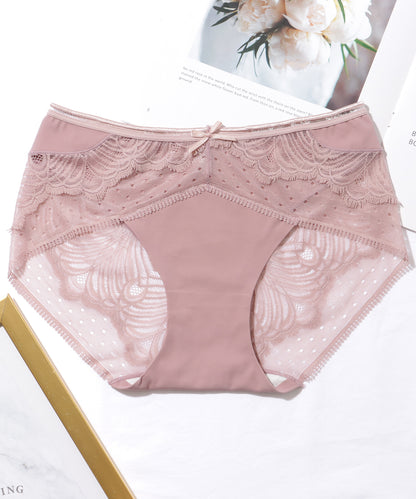 【6枚セット】ソリッドカラー フレンチ ドット レース ショーツ