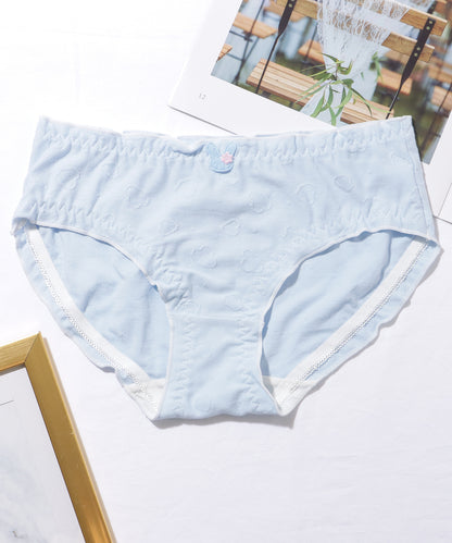 【5枚セット】ソリッドカラー フラワー ジャカード ワッペン付き ショーツ