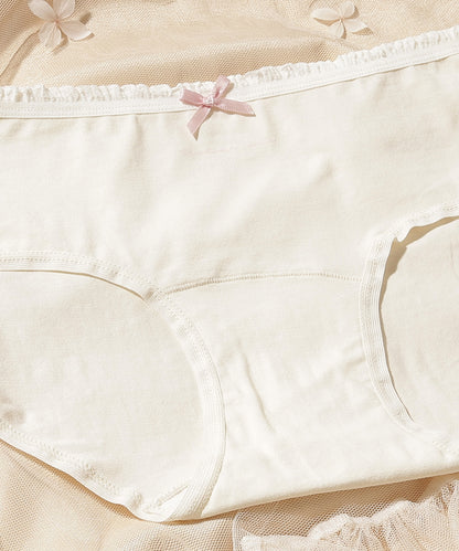 【6枚セット】配色 フリル リボン付き ショーツ