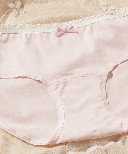 【6枚セット】配色 フリル リボン付き ショーツ