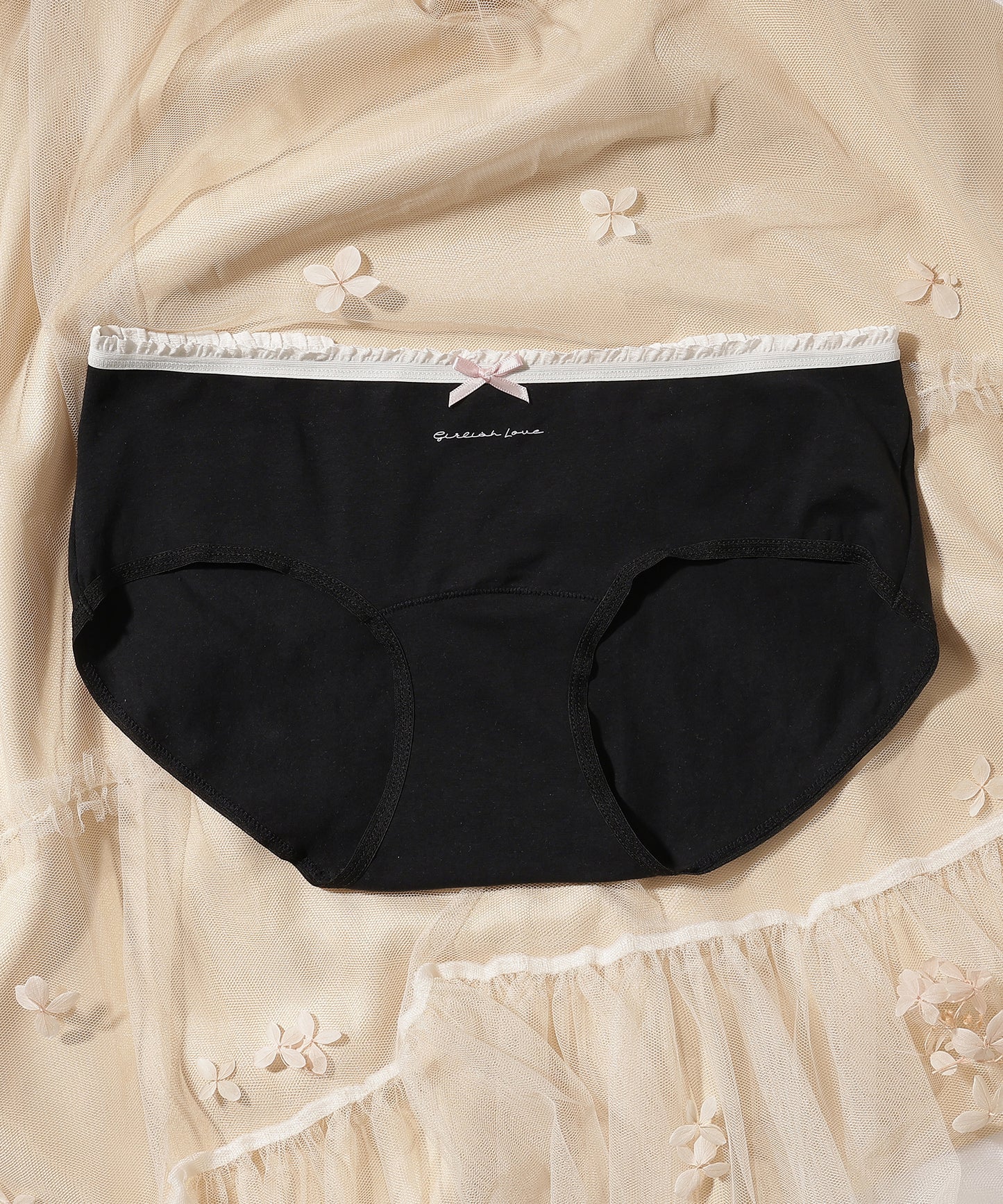 【6枚セット】配色 フリル リボン付き ショーツ