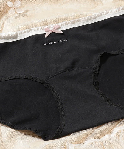 【6枚セット】配色 フリル リボン付き ショーツ