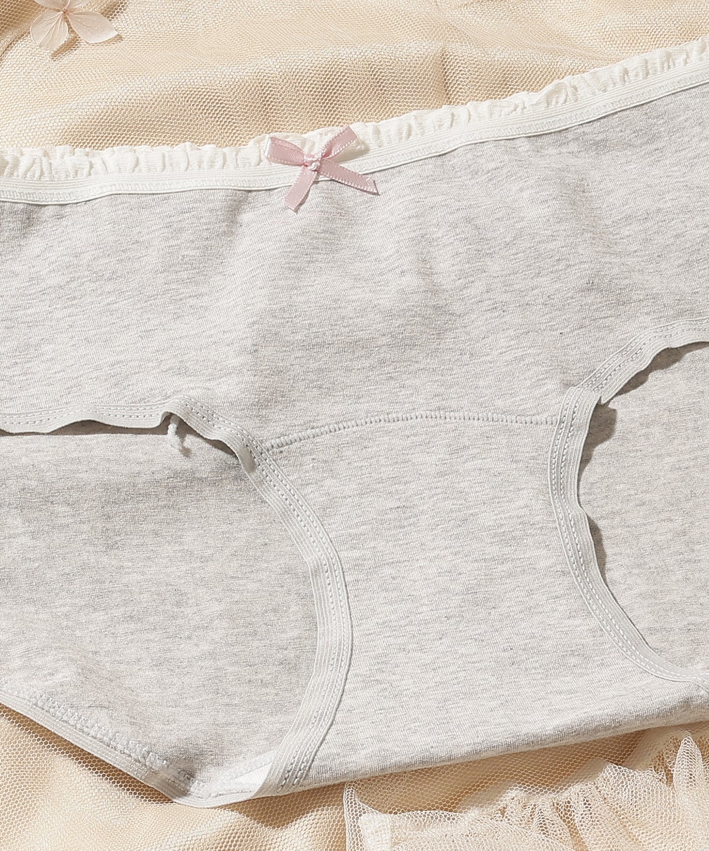 【6枚セット】配色 フリル リボン付き ショーツ