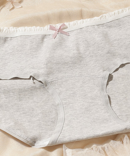 【6枚セット】配色 フリル リボン付き ショーツ