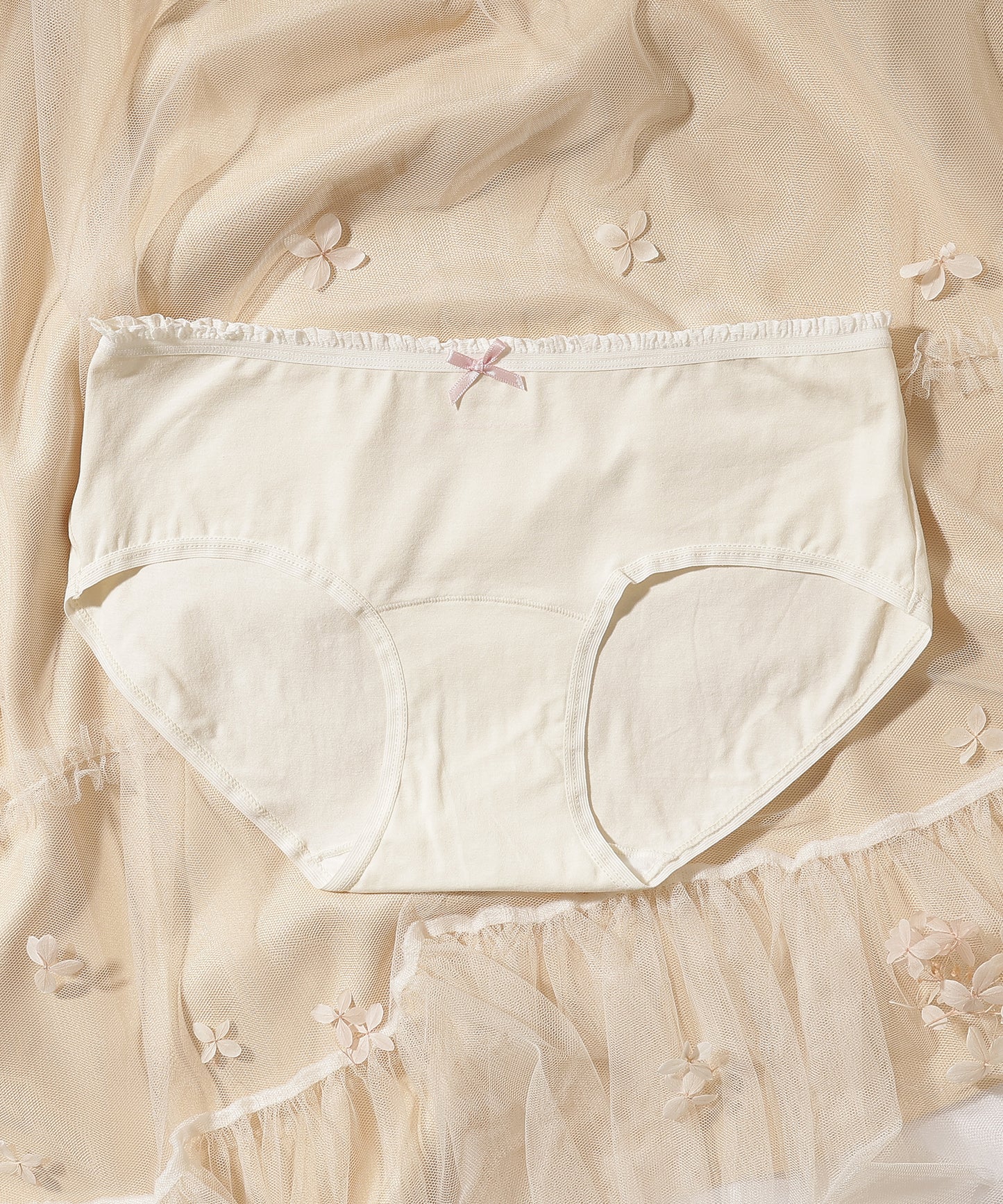 【6枚セット】配色 フリル リボン付き ショーツ