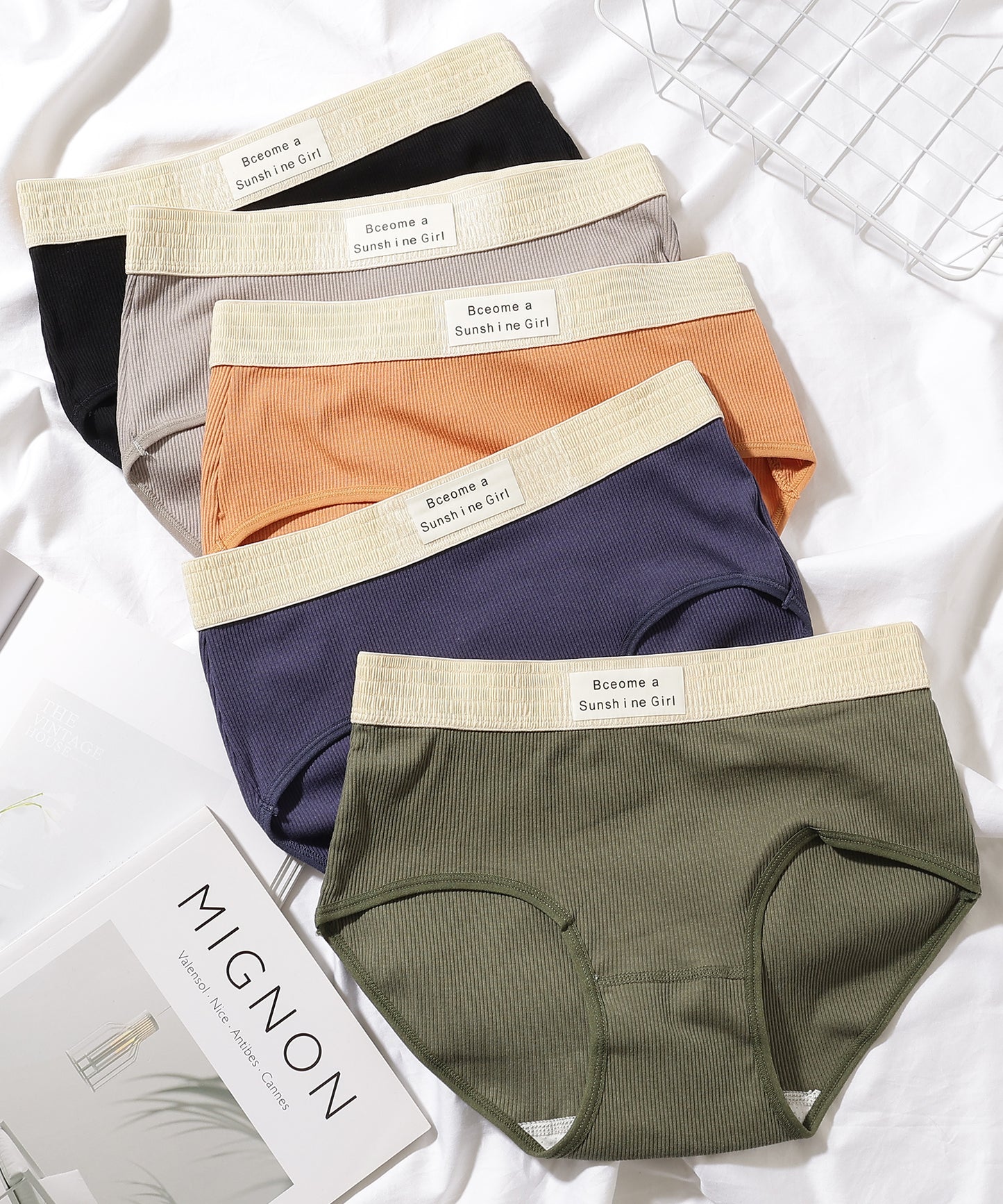 【5枚セット】配色 バンド リブ ショーツ