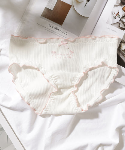 【5枚セット】配色 メロウ リボン ワンポイント ショーツ