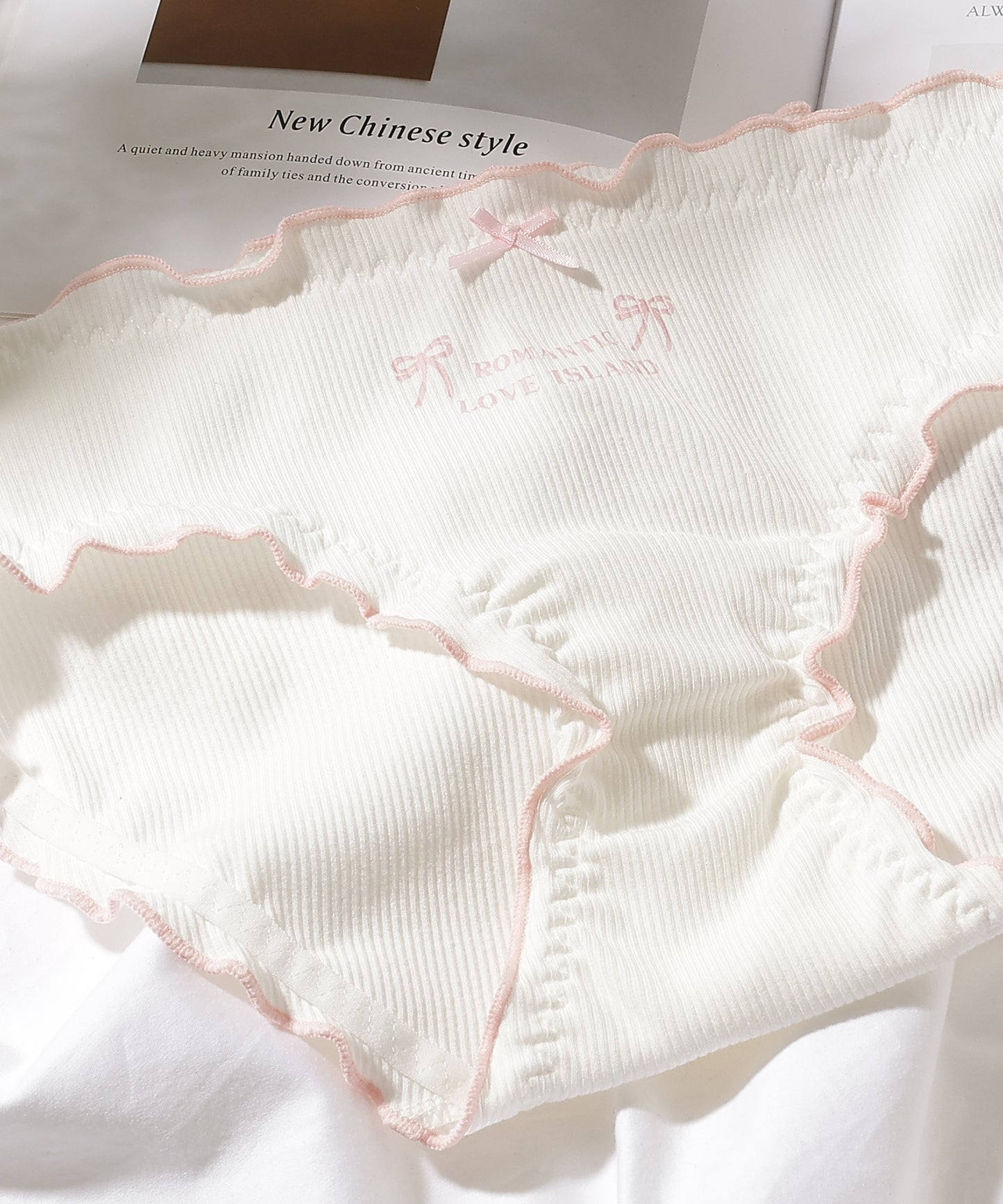 【5枚セット】配色 メロウ リボン ワンポイント ショーツ