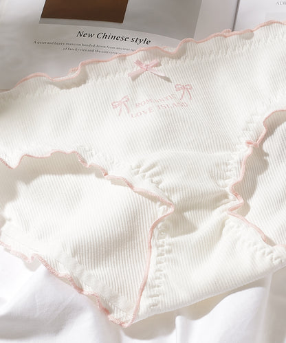 【5枚セット】配色 メロウ リボン ワンポイント ショーツ