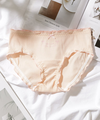 【5枚セット】配色 メロウ リボン ワンポイント ショーツ