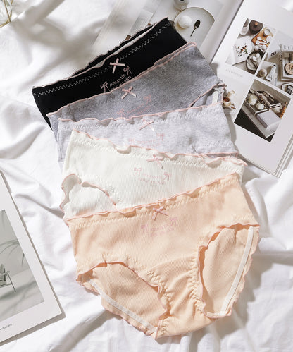 【5枚セット】配色 メロウ リボン ワンポイント ショーツ