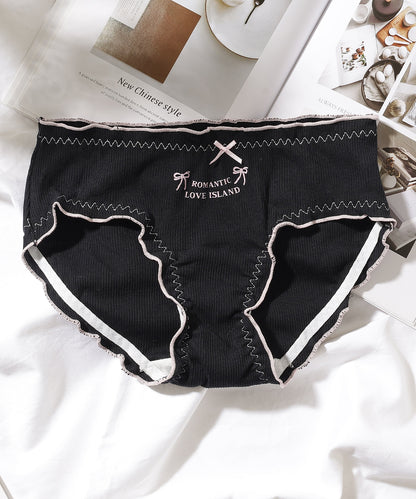 【5枚セット】配色 メロウ リボン ワンポイント ショーツ