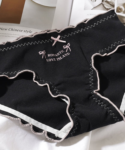 【5枚セット】配色 メロウ リボン ワンポイント ショーツ