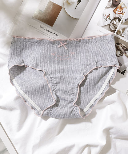 【5枚セット】配色 メロウ リボン ワンポイント ショーツ